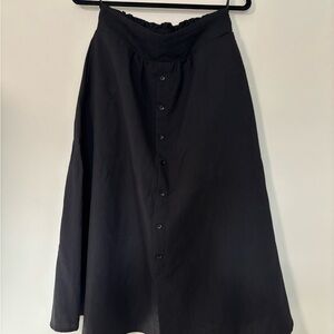 Chic Black A-Line Skirt with Button Detail